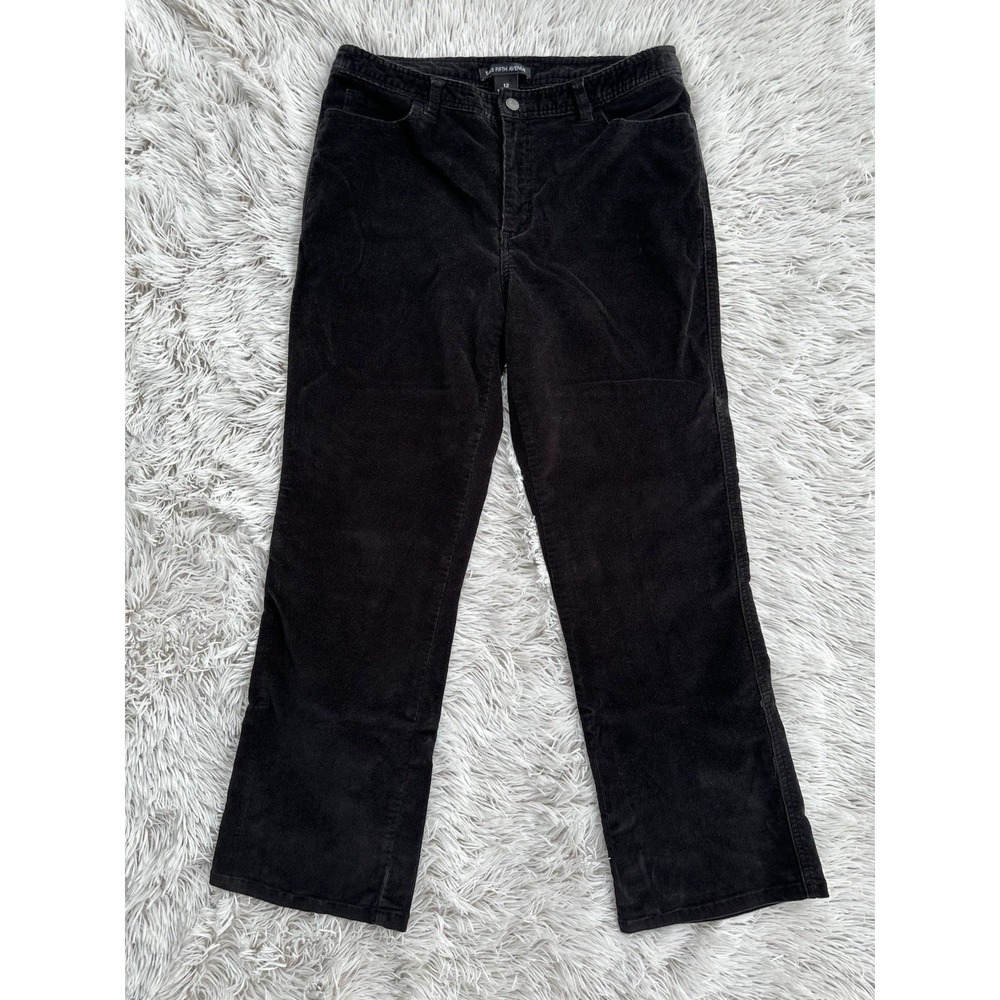SAKS FIFTH AVENUE Sz 12 Black Corduroy Pants Jeans Stretch 28.5" Inseam Womens